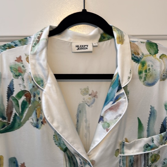 Washable Silk Marina Pajama Set in Cacti Watercolor - Picture 5 of 13